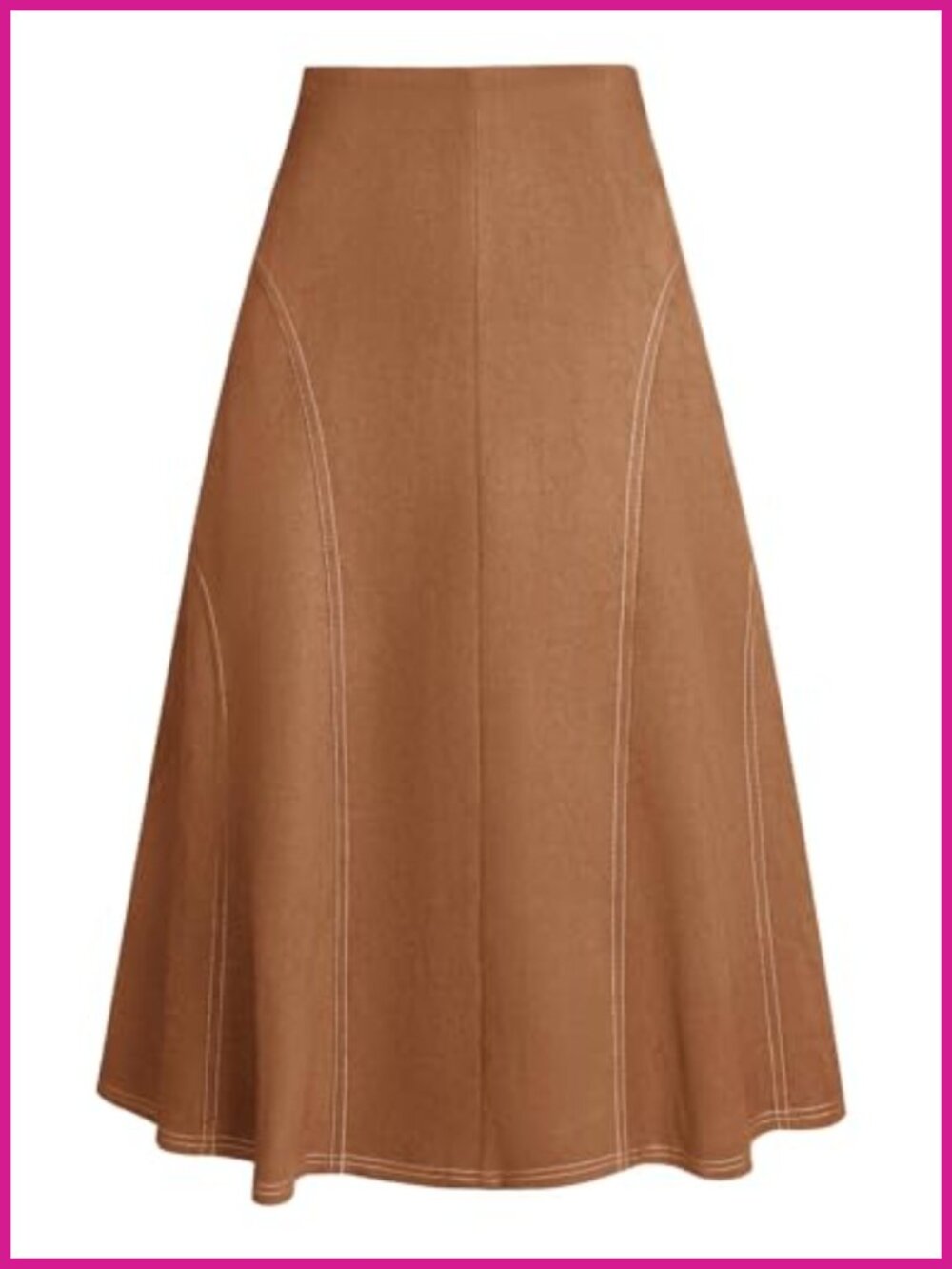 Faux Suede Midi Skirt High Waist A-Line Fall Winter
